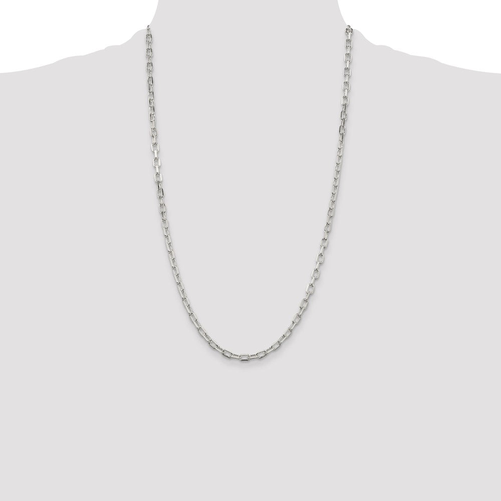 Sterling Silver 4.5mm Diamond-cut Long Link Cable Chain 26 Inches