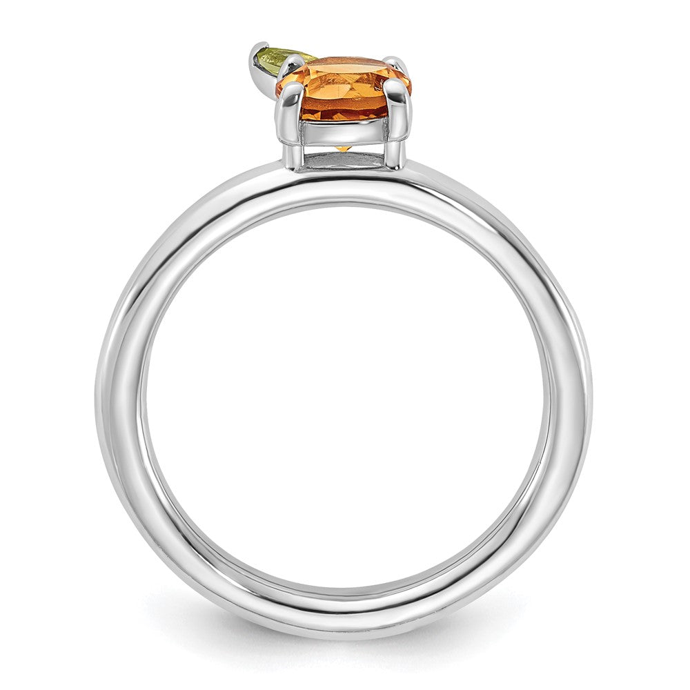 Sterling Silver Stackable Expressions RH-plated Citrine Peridot Orange Ring Size -6