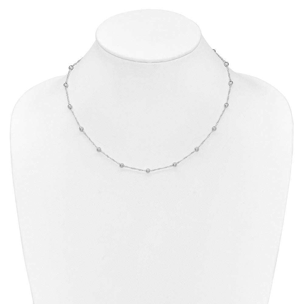 Sterling Silver Polished Beaded 18in Necklace 18 Inches