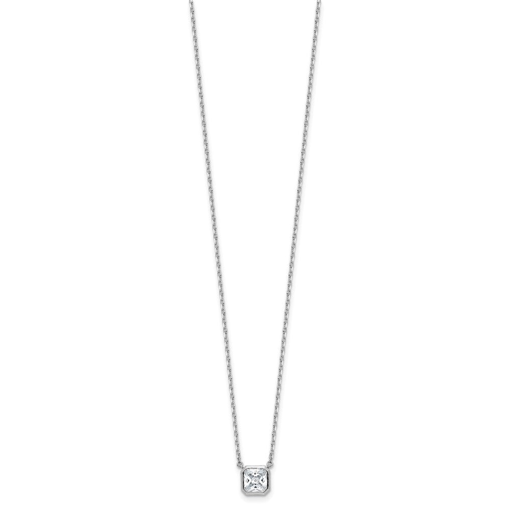 Sterling Shimmer Sterling Silver Rhodium-plated CZ 19 Stone 16 inch with 2 inch extender Square Necklace 16 Inches