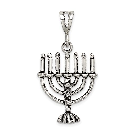 Sterling Silver Antiqued Menorah Charm