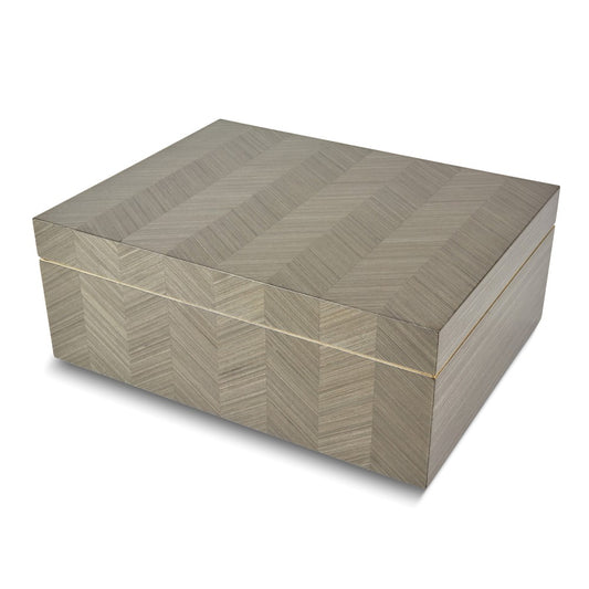 High Gloss Grey Chevron Finish Wooden Hinged Box