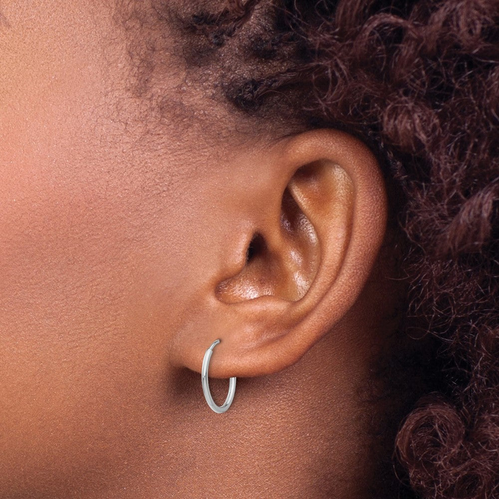 14k White Gold Polished Endless Tube Hoop Earrings