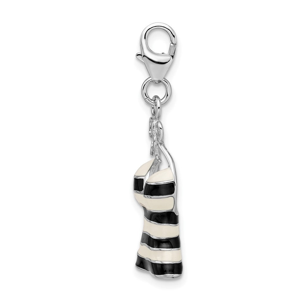Amore La Vita Sterling Silver Rhodium-plated Polished 3-D Enameled Tank Top Charm with Fancy Lobster Clasp