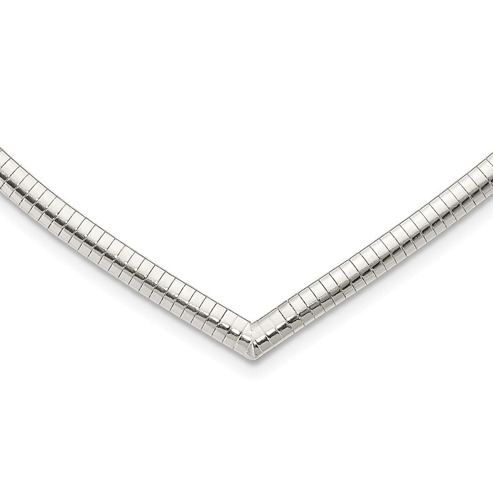 Sterling Silver 4mm Cubetto V-shaped Necklace 17 Inches