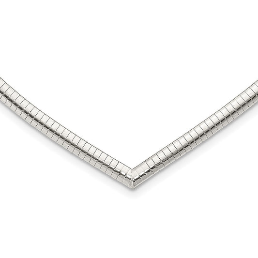 Sterling Silver 4mm Cubetto V-shaped Necklace 17 Inches