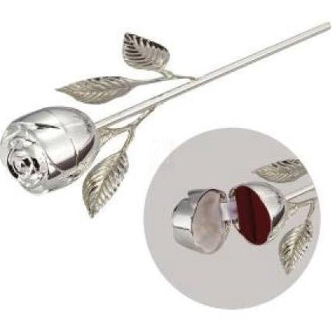 Leeber 80054 Long Stem Rose Ring Holder, Silver
