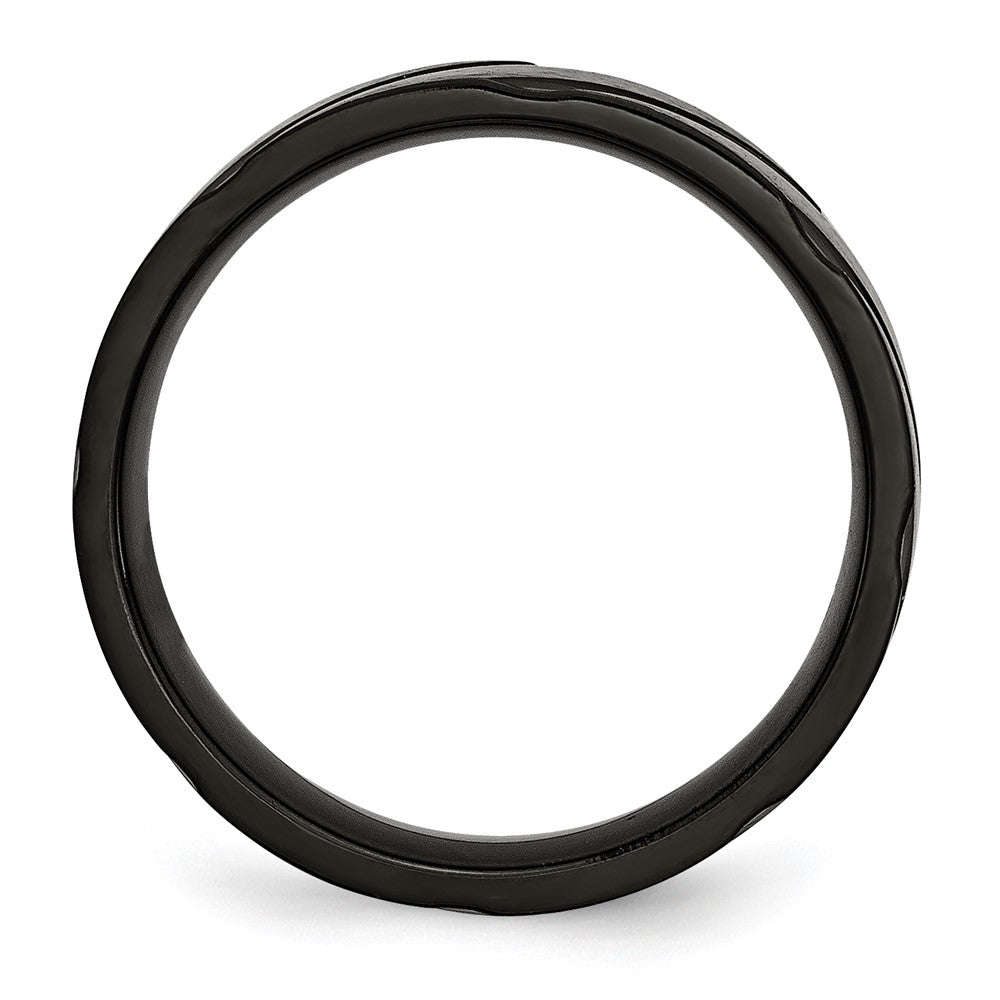 Titanium Brushed and Polished Black IP-plated Swirl Design 6mm Band Size - 8.5