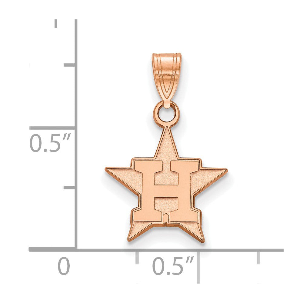 Sterling Silver Rose Gold-plated MLB LogoArt Houston Astros Small Pendant