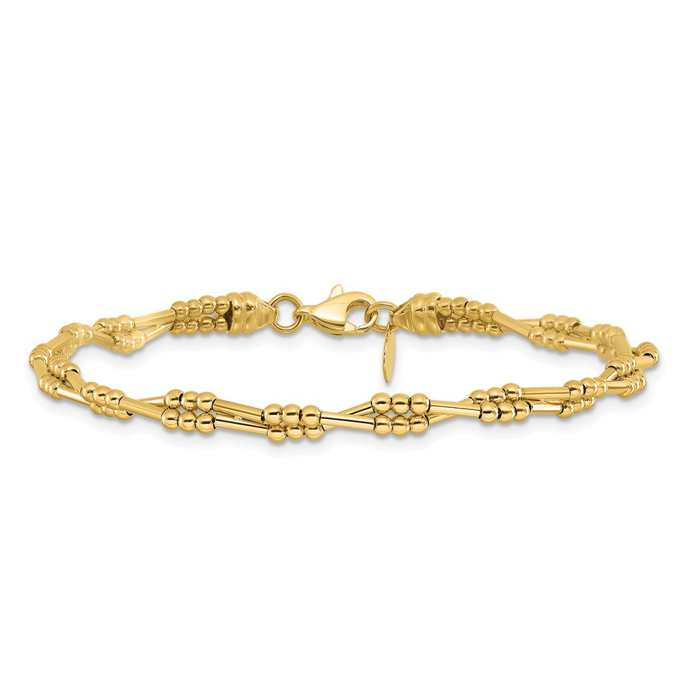 10K Polished Fancy Beaded Bracelet