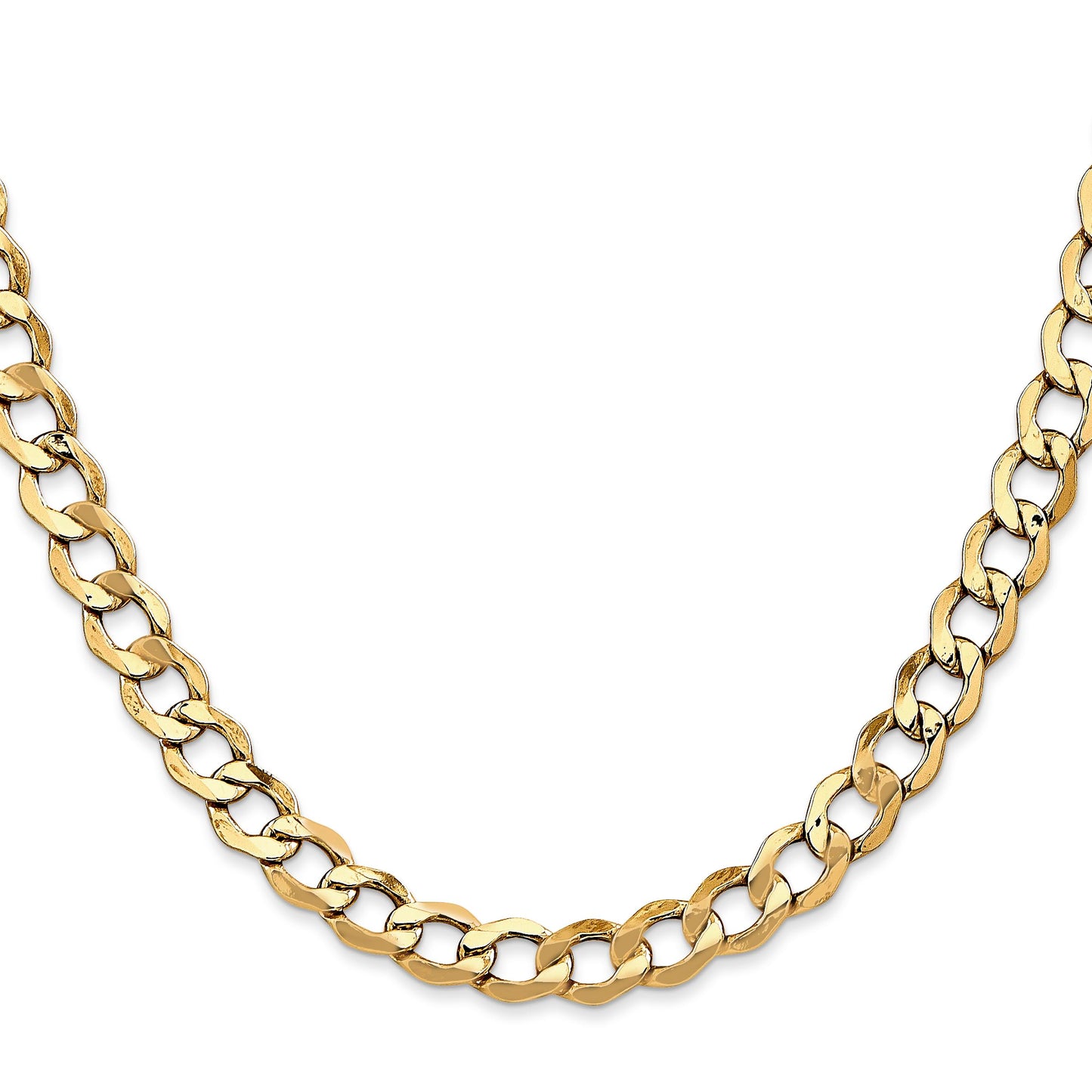 14K 18 inch 6.5mm Semi-Solid Curb with Lobster Clasp Chain