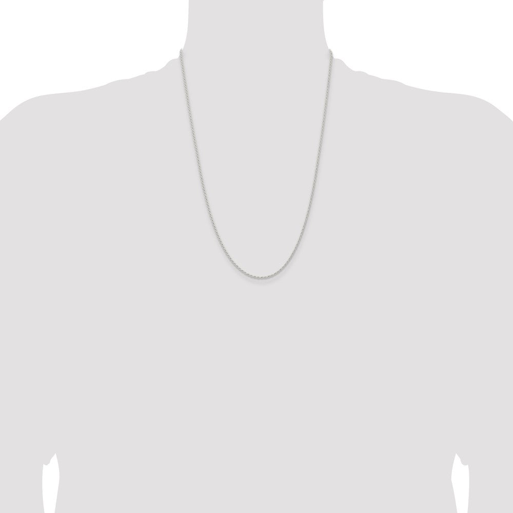 Sterling Silver 1.5mm Solid Rope Chain 24 Inches