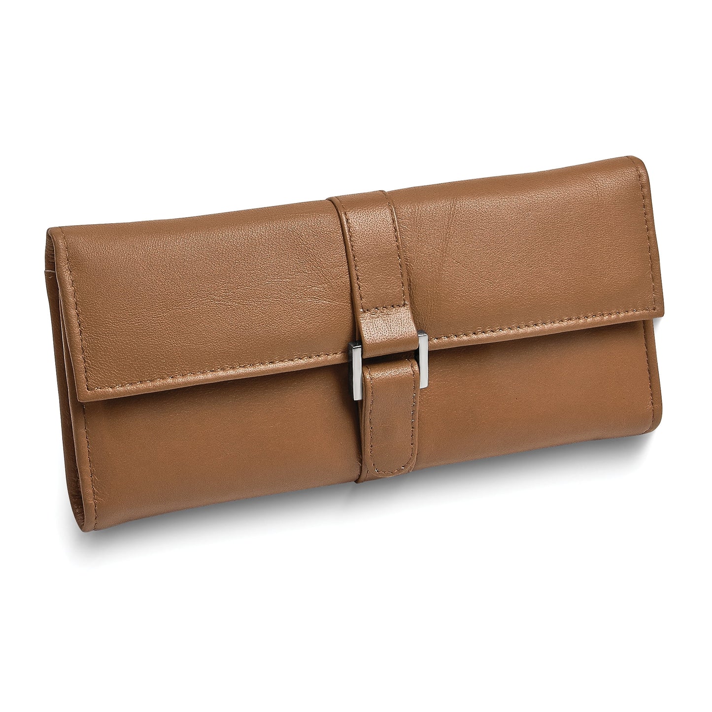 Tan Leather Snap Buckle Jewelry Wallet with Removable Zippered Pouch GM17721