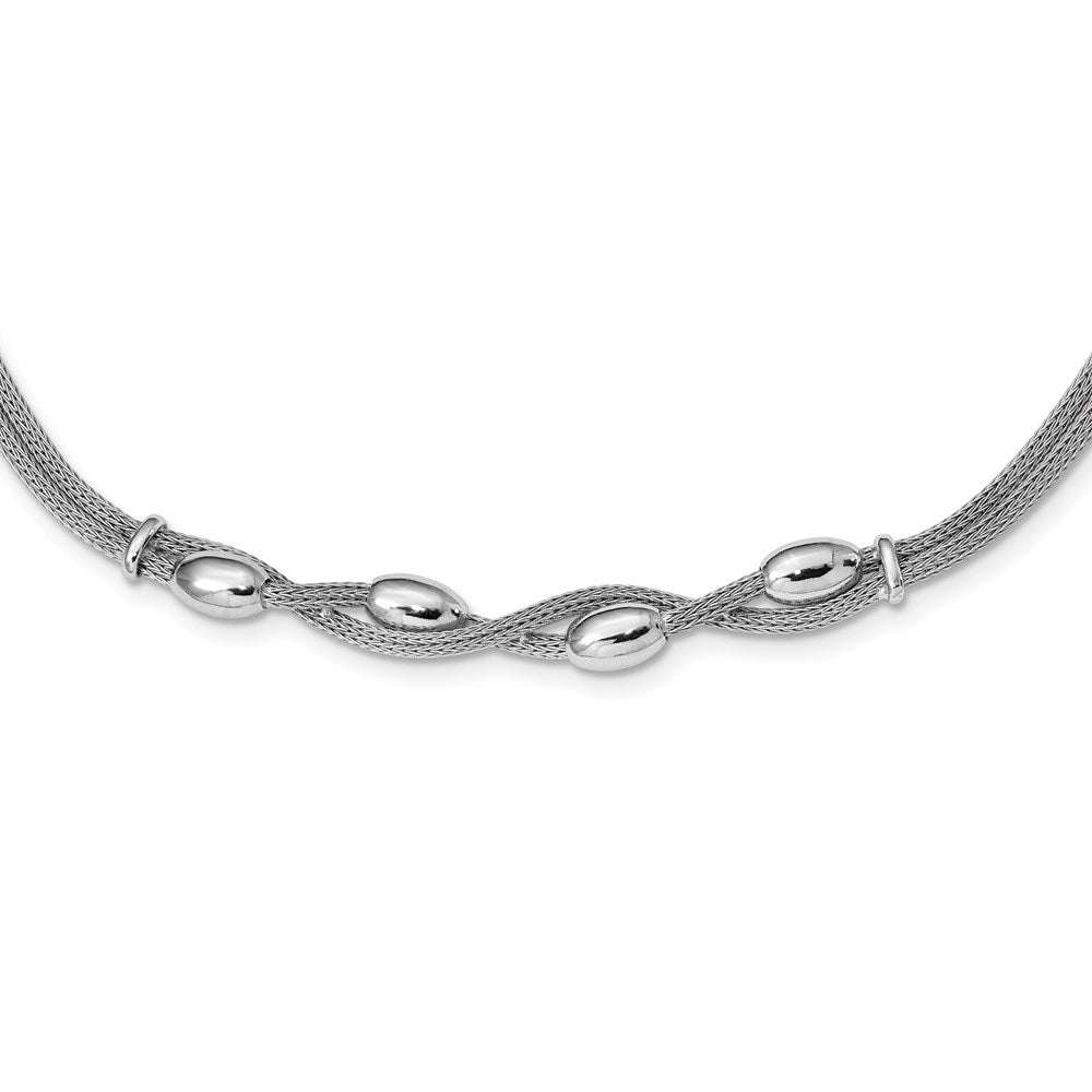 Sterling Silver Polished Twisted w/1.25 in ext Necklace