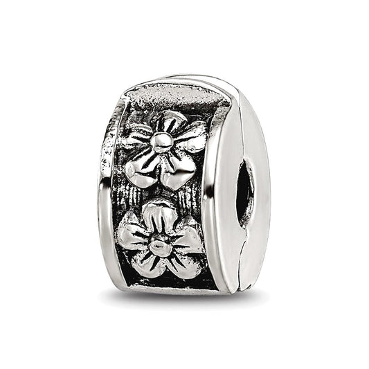 Sterling Silver Reflections Hinged Floral Clip Bead