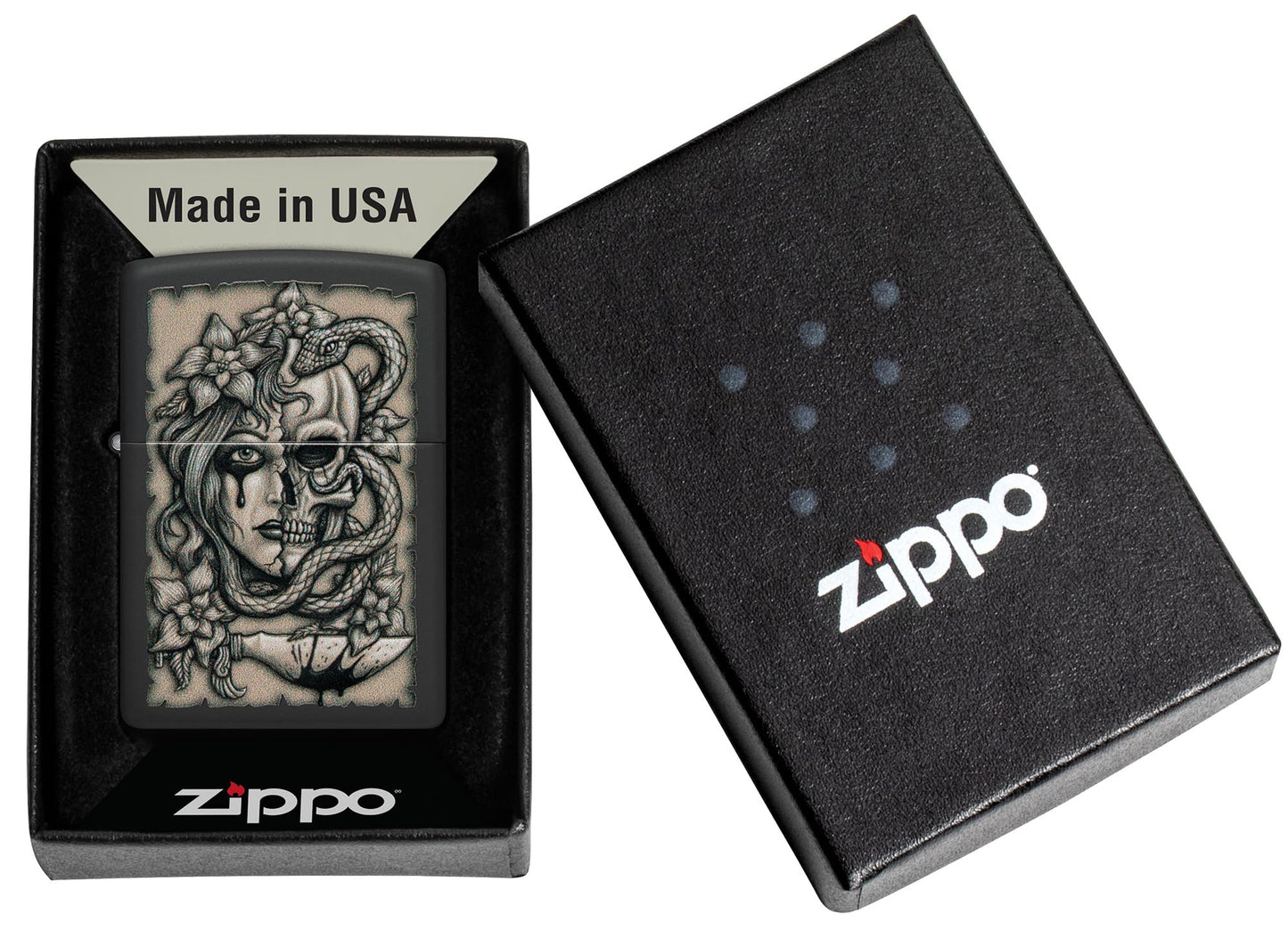Zippo 48616 Black Gory Tattoo Design Windproof Pocket Lighter