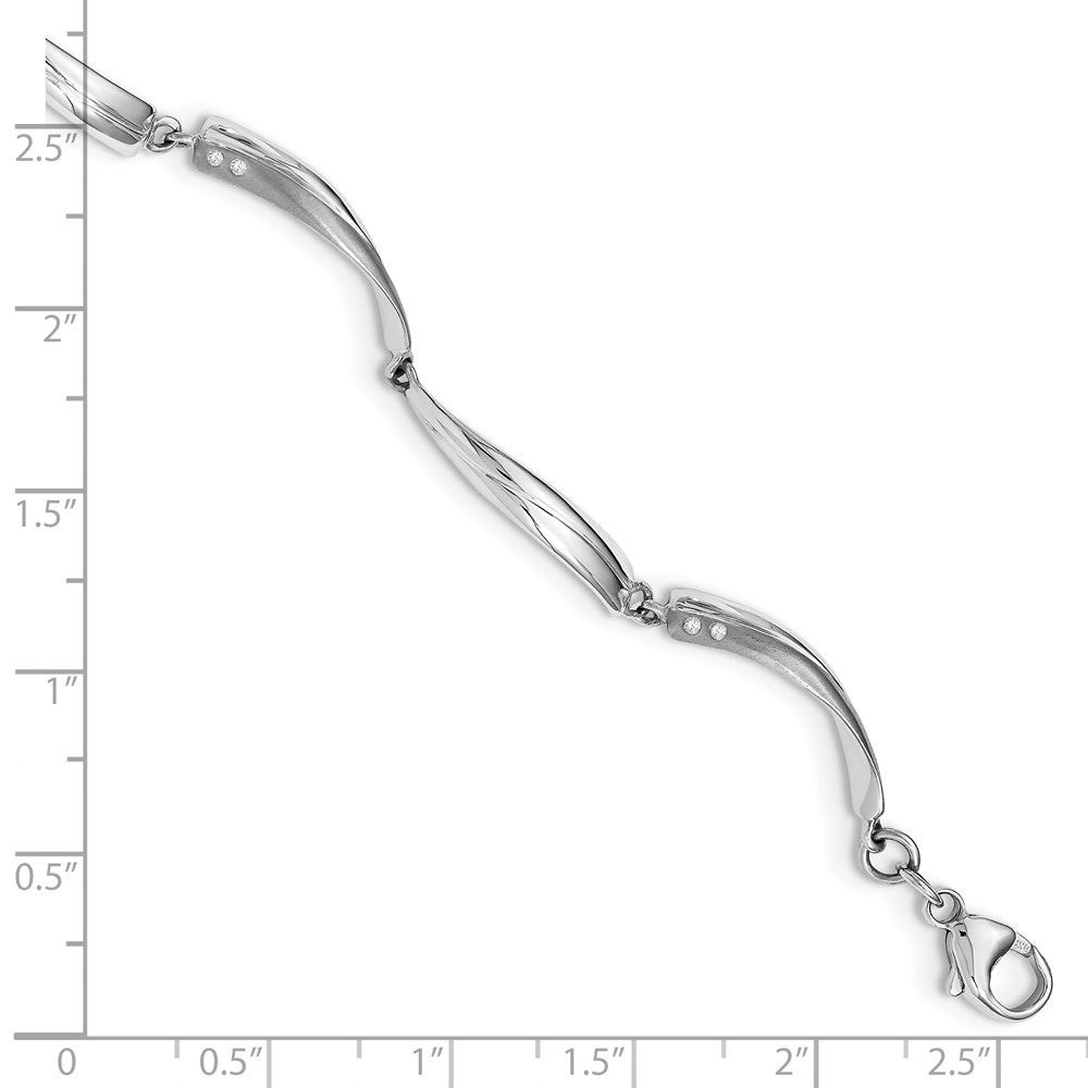 White Ice Sterling Silver Rhodium-plated Satin and Polished Diamond 7.5 Inch Bracelet with 1 Inch Extender 7.5 inches