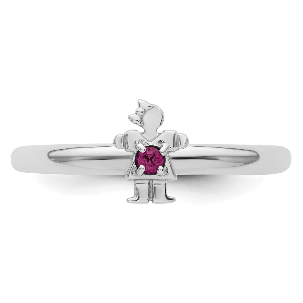 Sterling Silver Stackable Expressions Rhodium Rhodolite Garnet Girl Ring
