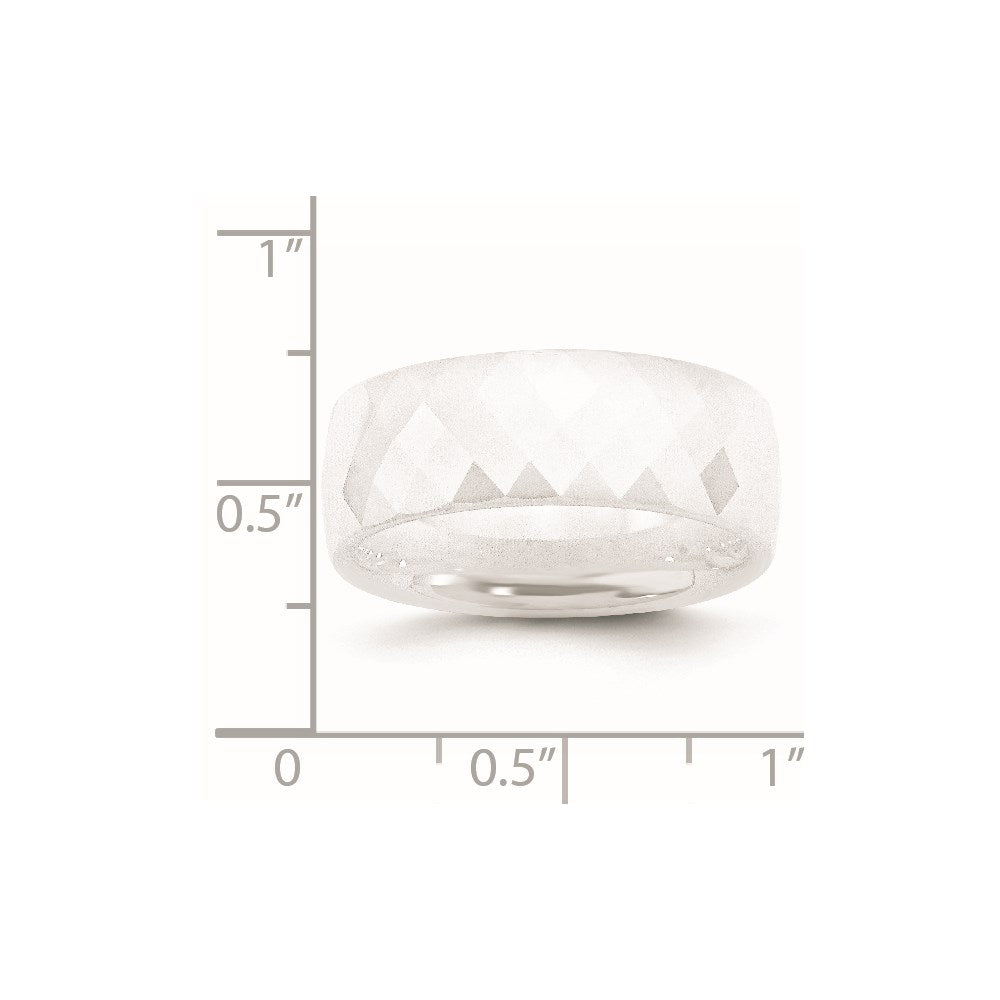 Ceramic White Faceted 8mm Polished Band Size - 6