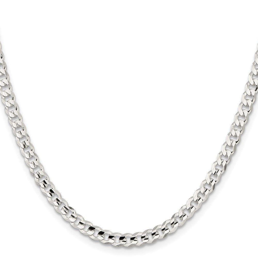 Sterling Silver 4.5mm Concave Beveled Curb Chain 16 Inches