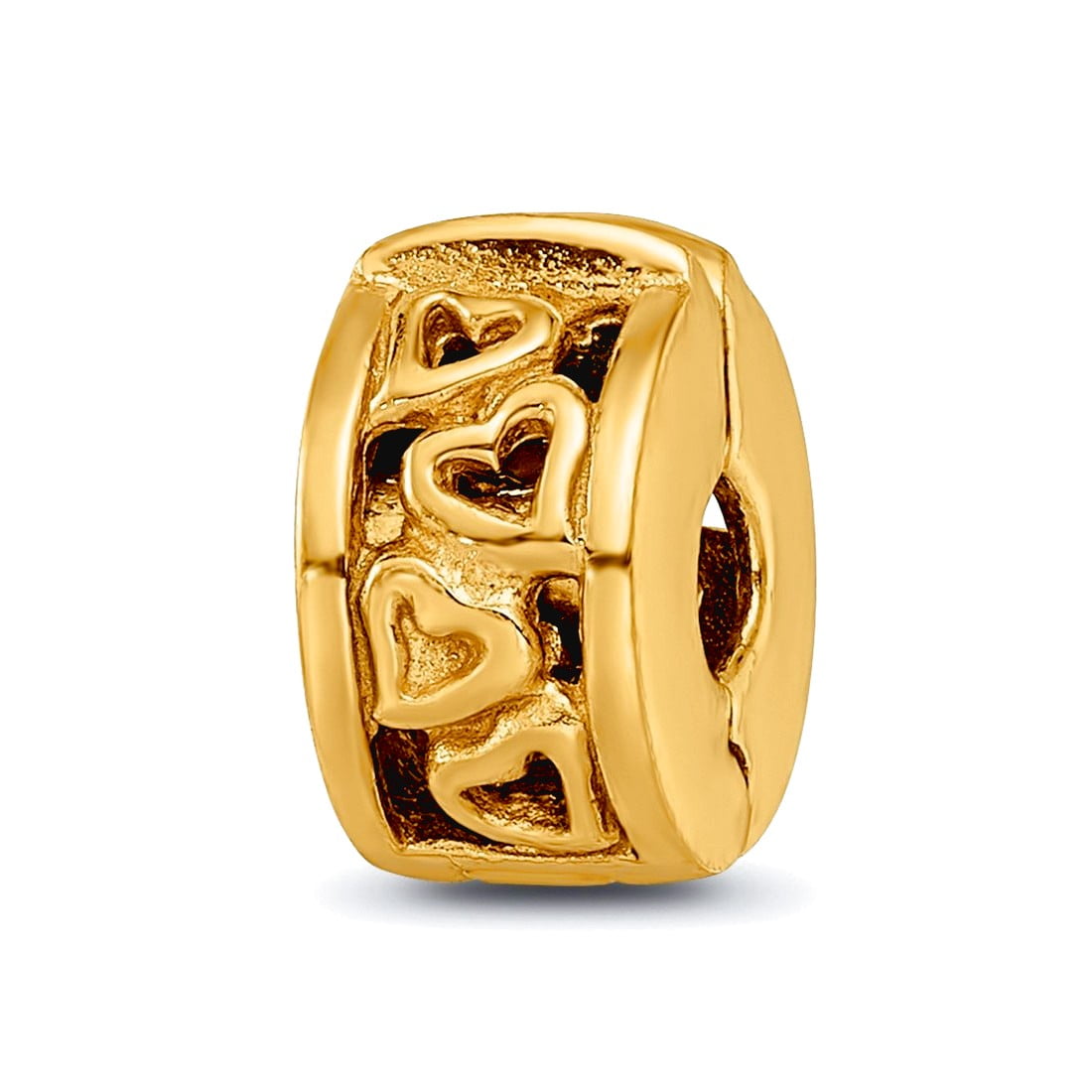 Sterling Silver Gold-plated Reflections Hinged Hearts Clip Bead