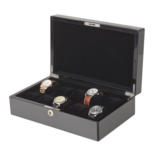 Watch Case 10-Slot Patterned Carbon Fiber