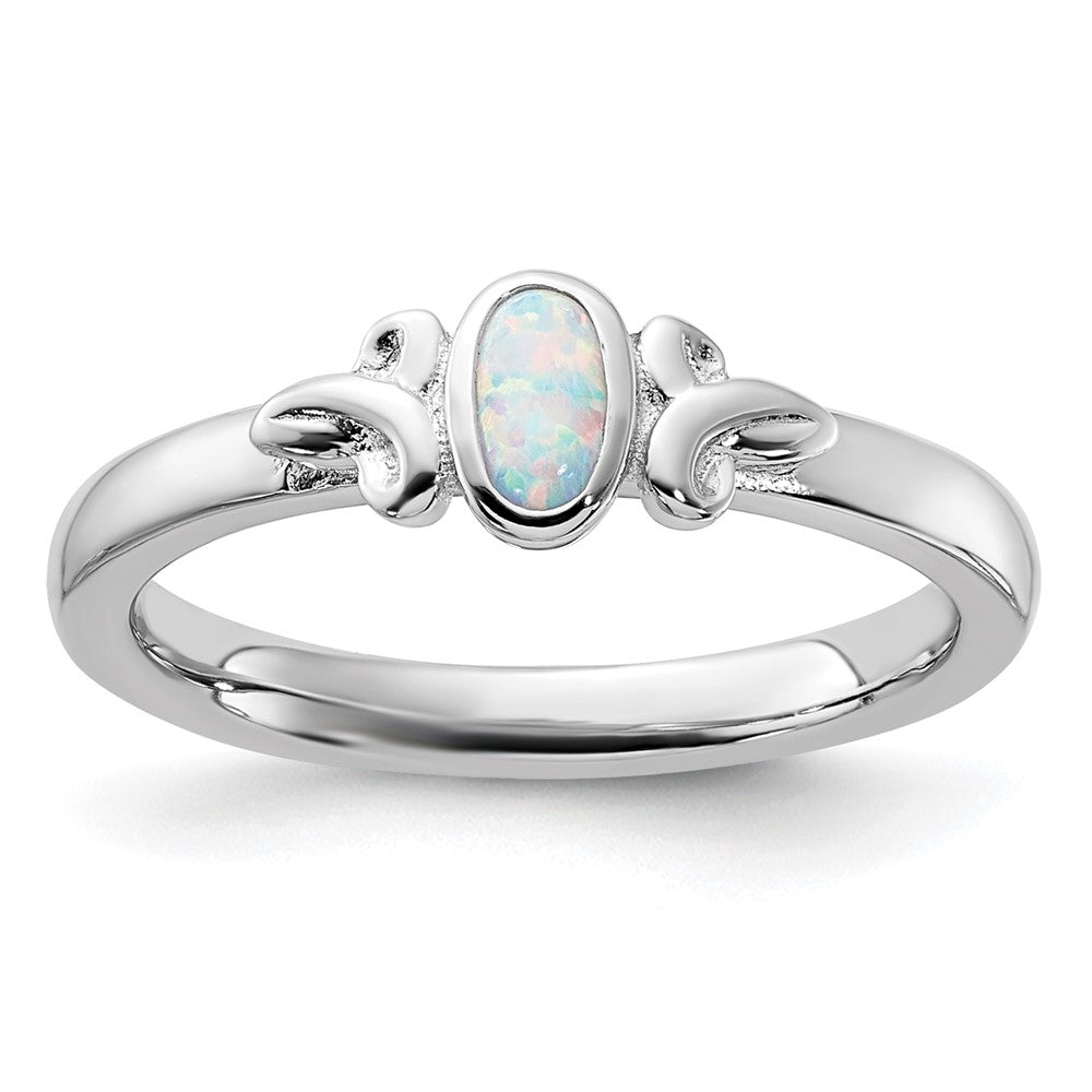 Sterling Silver Stackable Expressions Created Opal Ring