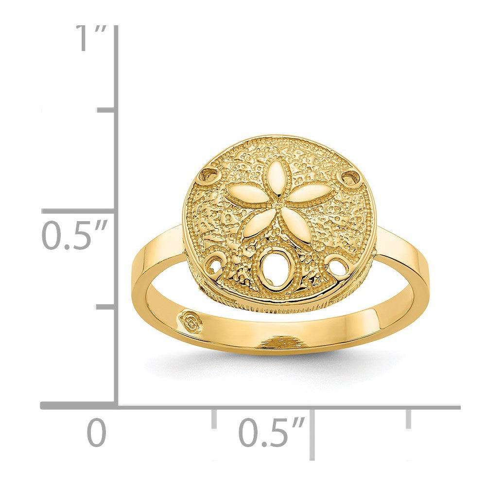 14k Polished Sand Dollar Ring Size 7