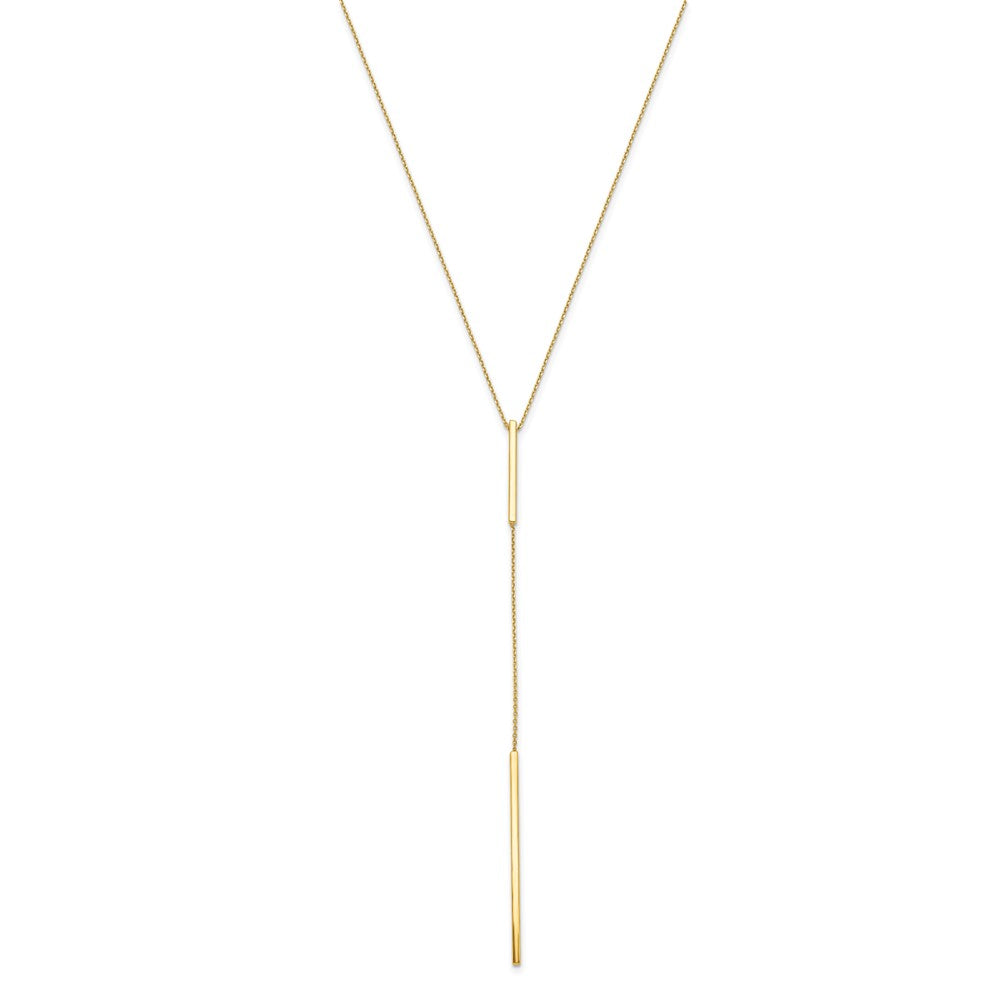 14K Polished Y-drop Bar w/ 1in ext. Necklace