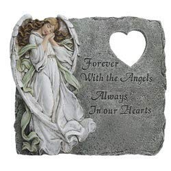 Angel Memorial Heart Cutout Stepping Stone, 10 1/4 Inch
