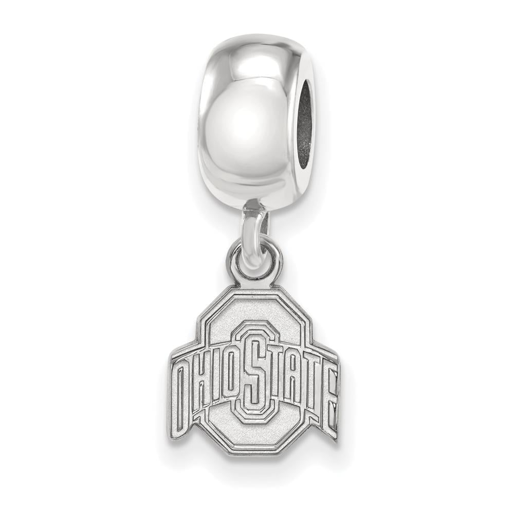 Sterling Silver Rhodium-plated LogoArt The Ohio State University Extra Small Dangle Bead Charm