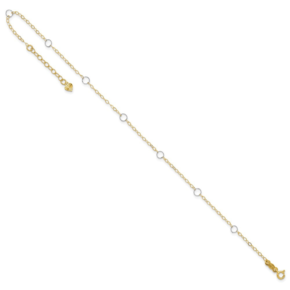 14k Two-Tone Circle 10in Plus 1in ext  Anklet