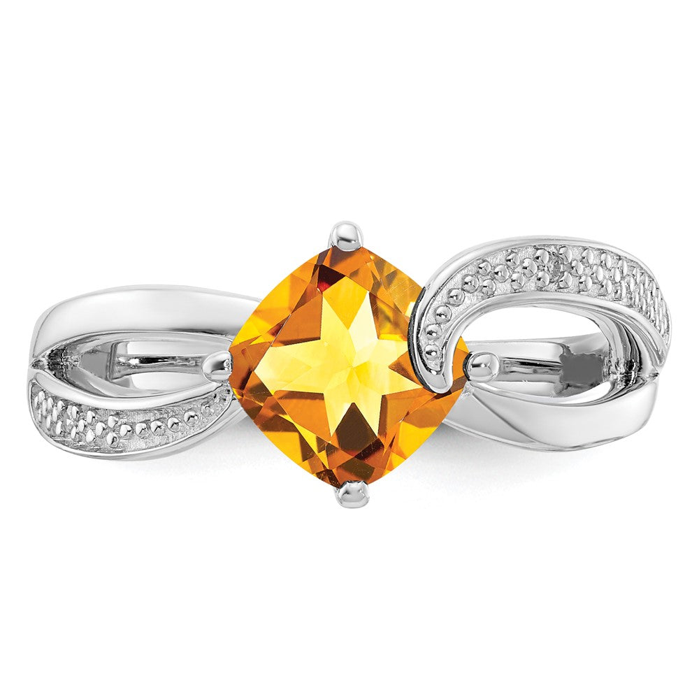 Sterling Silver ANC Citrine & Diamond Ring