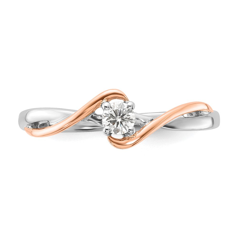 10k White Gold & Rose-tone Polished Twisted Diamond Ring