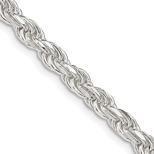 Sterling Silver 4.6mm Diamond-cut Rope Chain 26 Inches