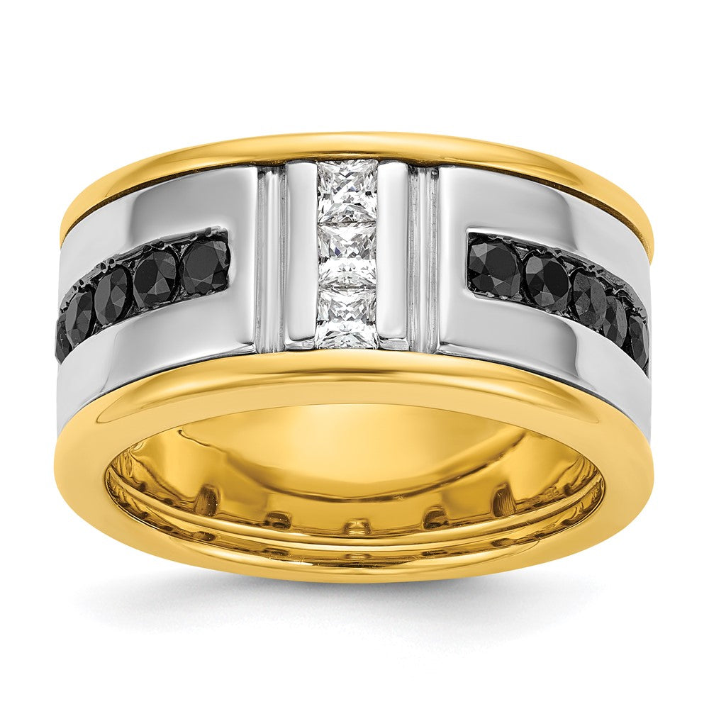 SS/GP IBGoodman Men's Black and White CZ Ring