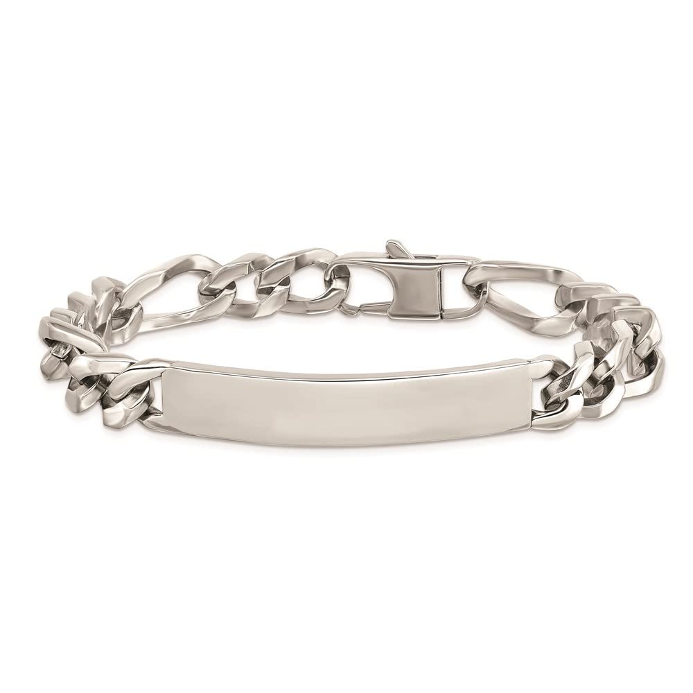 Stainless Steel Polished 9.25in Large ID Bracelet 9.25 inches