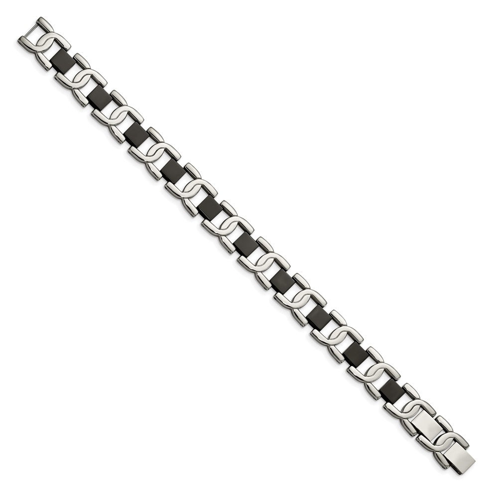 Stainless Steel Polished Black IP-plated 8in Bracelet