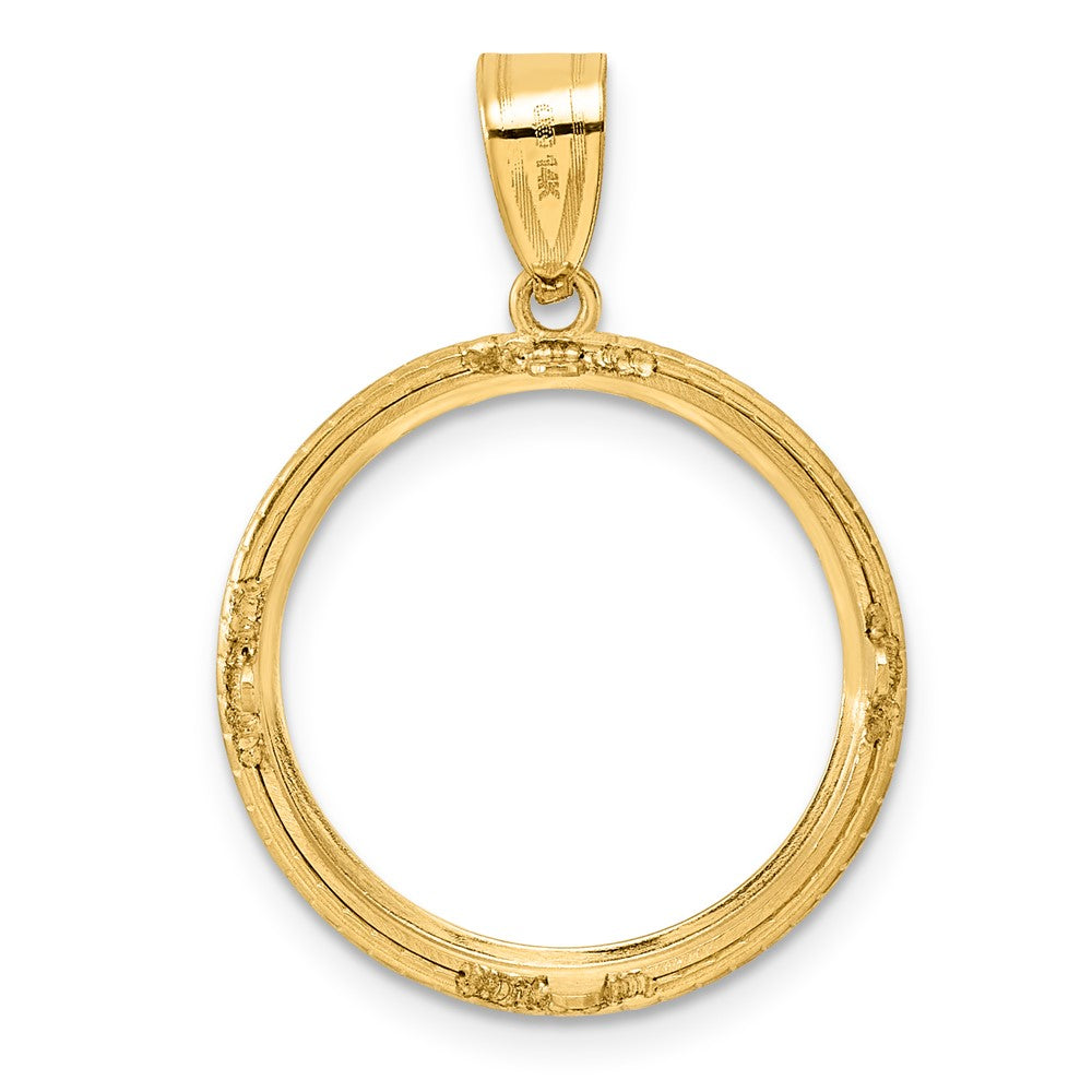 14k Polished Squares with 18.0mm Prong Coin Bezel Pendant
