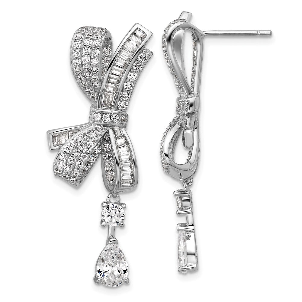 Sterling Silver Rhodium-plated Polished Latin Cross Threader Earrings
