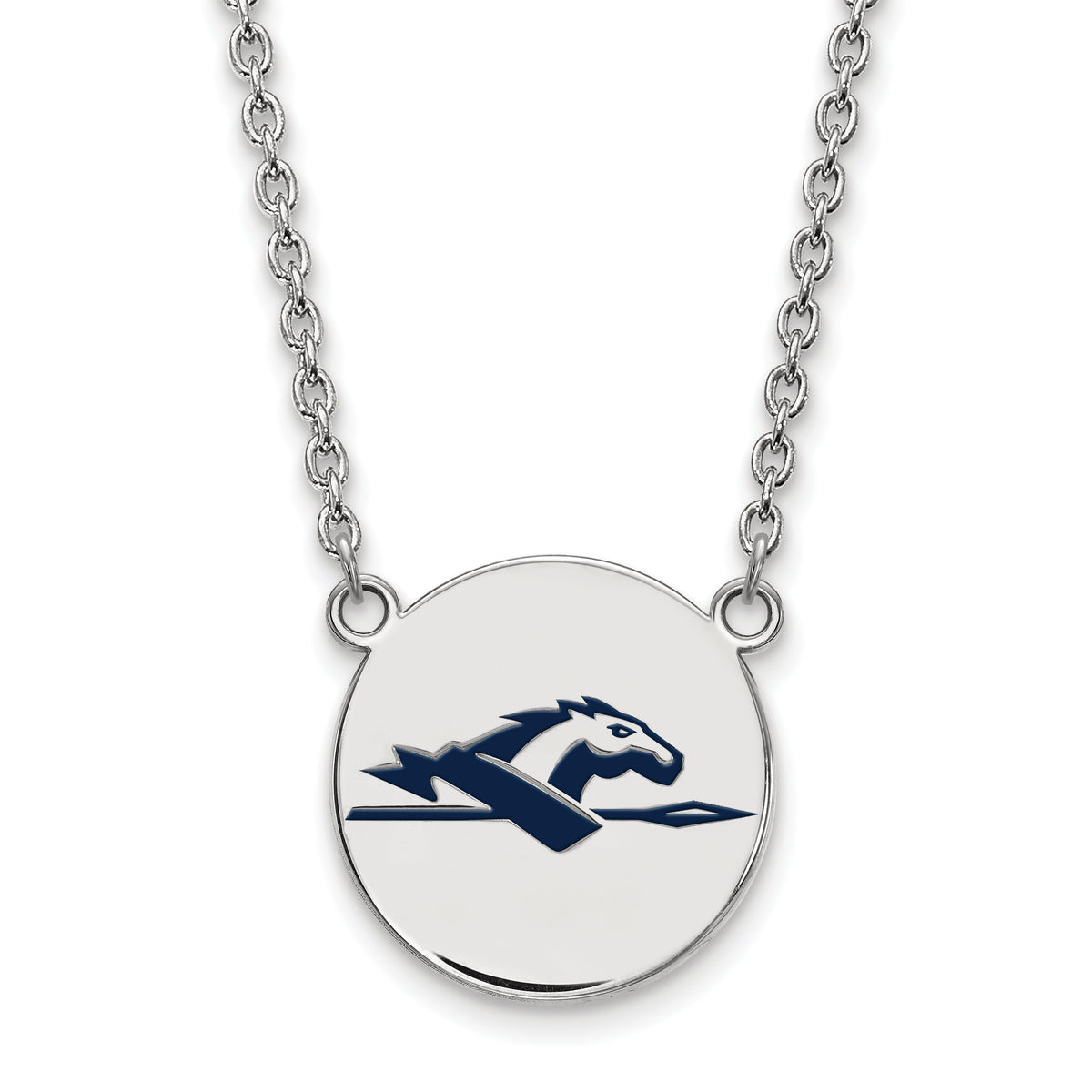 Sterling Silver Official Licensed Collegiate 18in Longwood University (LU) Large Enamel Disc Necklace