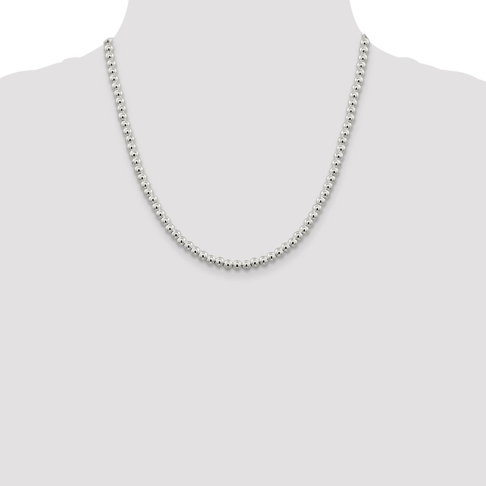 Sterling Silver 5mm Beads on Box Chain 20 Inches