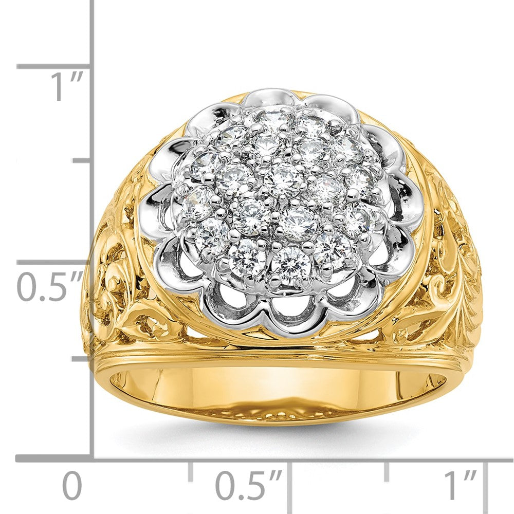 IBGoodman 14k Two-tone Men's Polished Filigree Round Cluster Ring Mounting