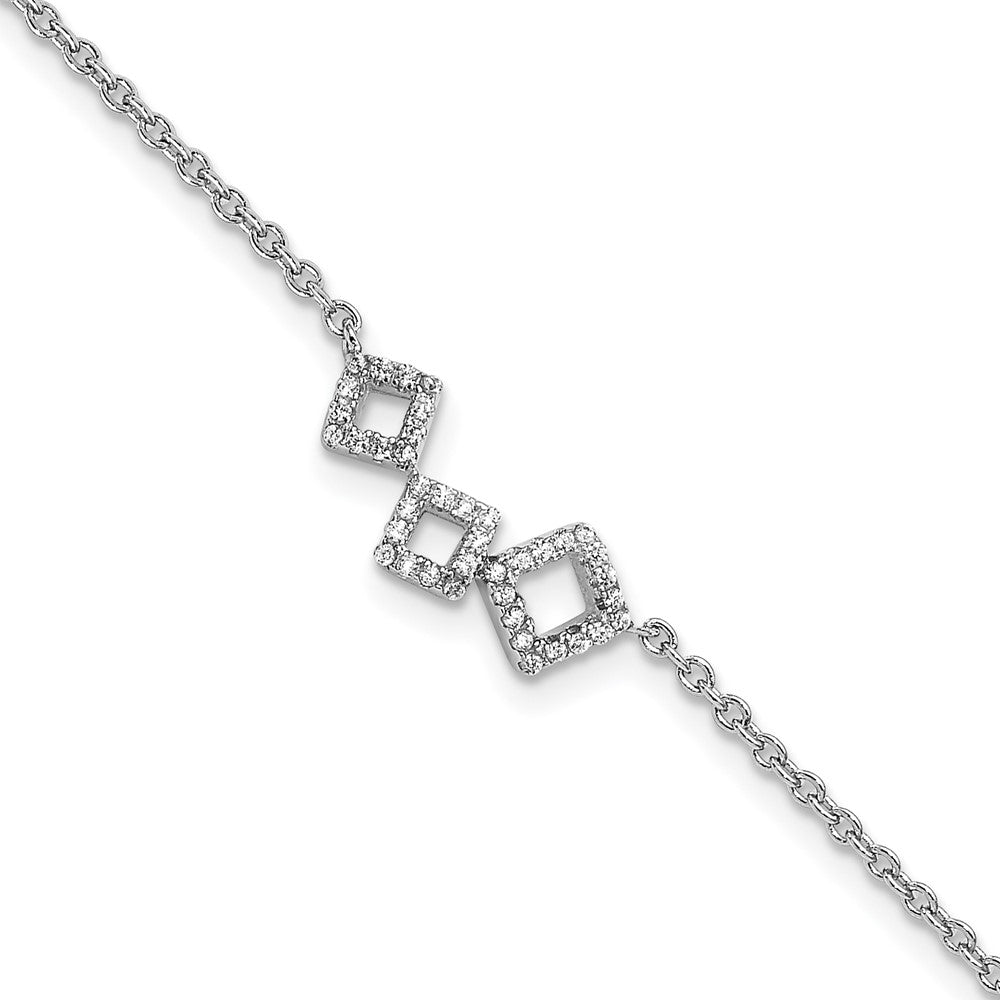 Cheryl M Sterling Silver Rhodium-plated Brilliant-cut CZ Geometric 9.5 Inch Anklet with 1 Inch Extender 9.5 inches