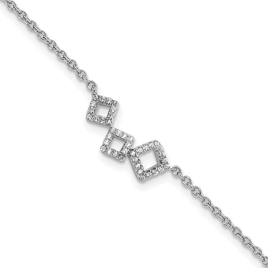Cheryl M Sterling Silver Rhodium-plated Brilliant-cut CZ Geometric 9.5 Inch Anklet with 1 Inch Extender 9.5 inches