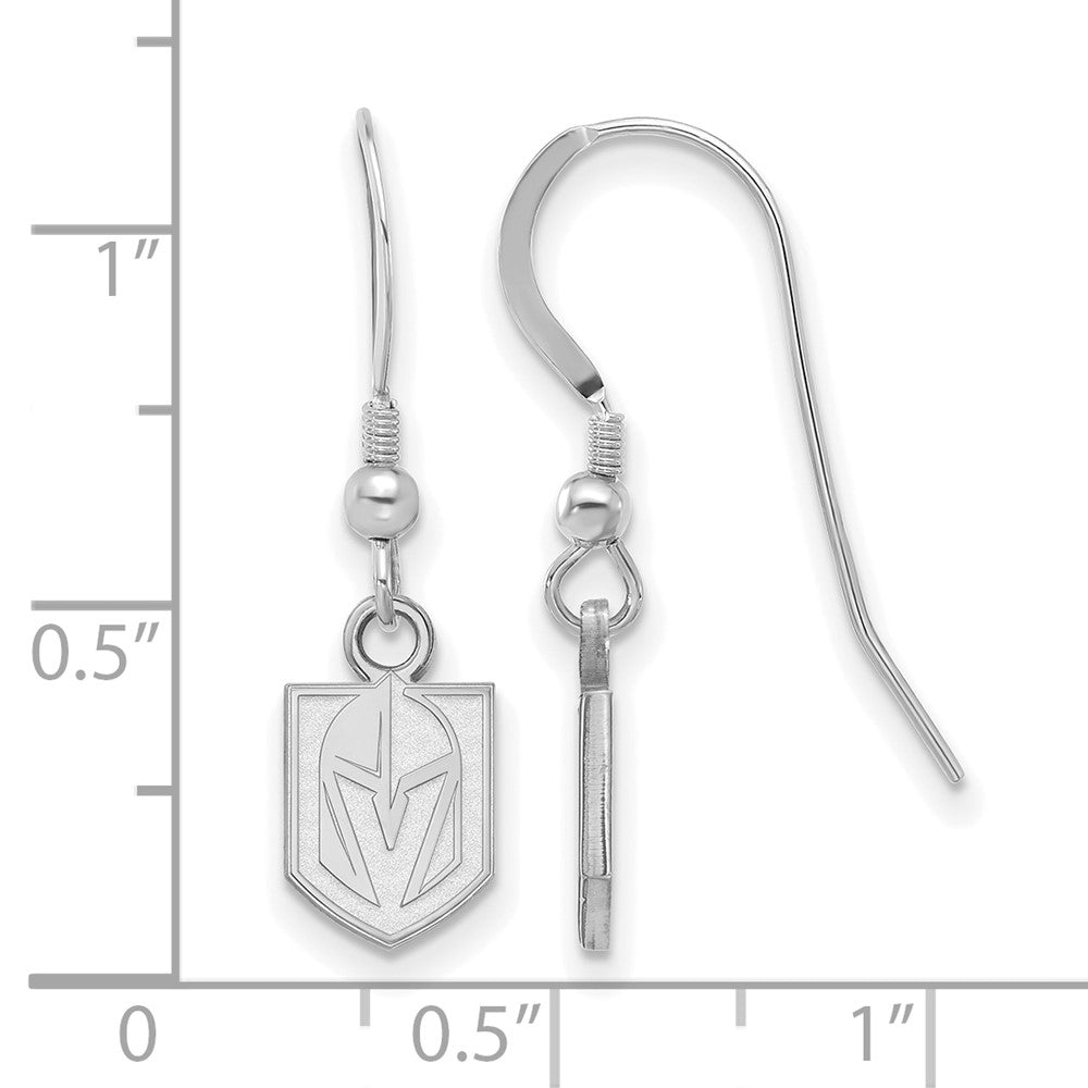 Sterling Silver Rhodium-plated NHL LogoArt Vegas Golden Knights Extra Small Dangle Wire Earrings