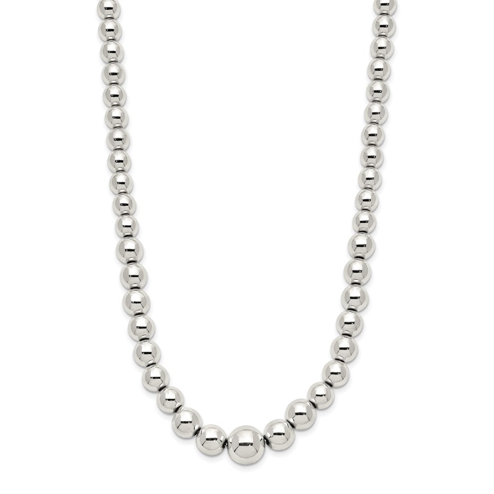 Sterling Silver Polished Beaded Necklace 18 Inches