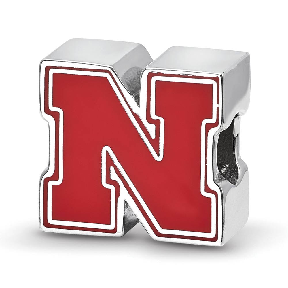 Sterling Silver University of Nebraska N Enameled Bead