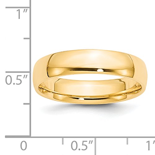 14k Yellow Gold 5mm Lightweight Comfort Fit Wedding Band Size 5