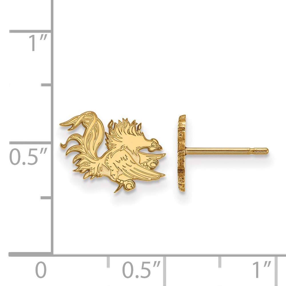 Sterling Silver Gold-plated LogoArt University of South Carolina Gamecock Extra Small Post Earrings Q-GP049USO